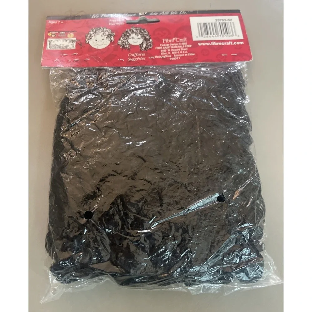 Fibre Craft Quick Curls Doll Hair Natural Look Easy To‎ Use Black Curly